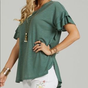 Suzanne Betro Sage Ruffle Sleeve Tunic